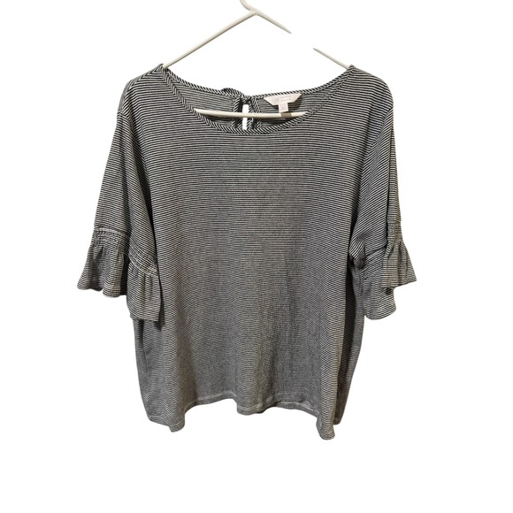 LC Lauren Conrad Tops - Lauren Conrad Size XL Striped Ruffle Sleeve Tie Back Top